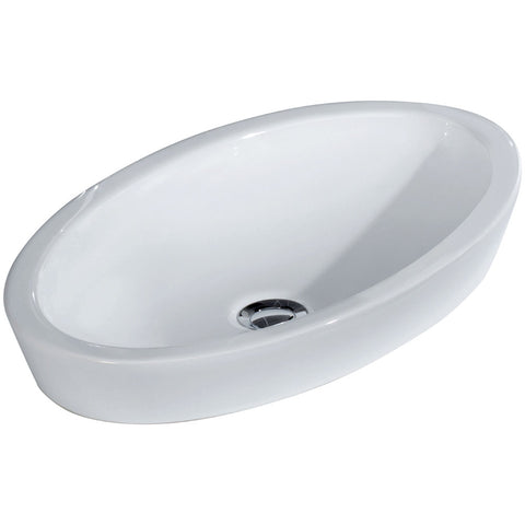 Fienza Resort Semi Inset Basin (No Taphole) 580mm w/ Pop Up Waste Gloss White 605500W-PU
