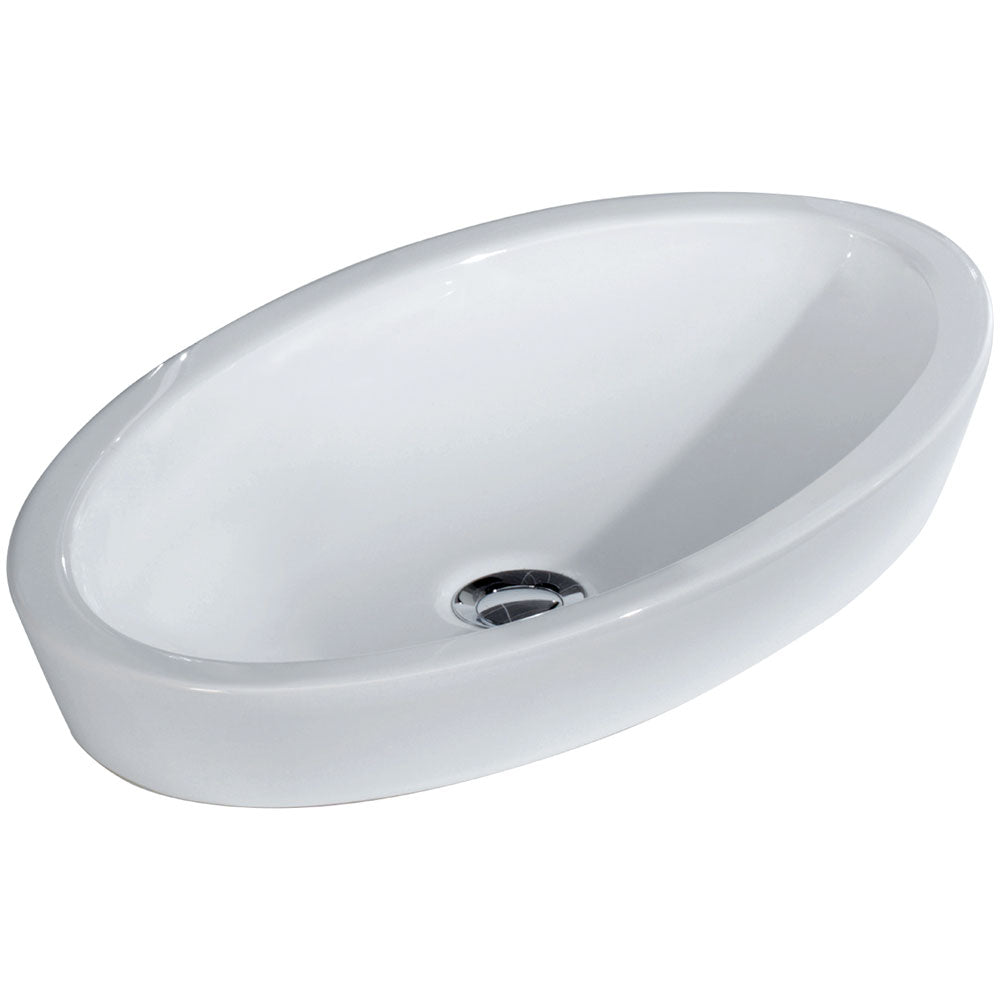 Fienza Resort Semi Inset Basin (No Taphole) 580mm (Includes Semi Inset) Gloss White 605500W-SEMI