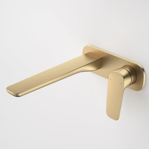 Caroma Contura II Wall Basin/Bath Mixer 220mm Lead Free Brushed Brass 849053BB6AF