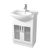 Fienza Antonio On Kickboard Cabinet Only 600mm Glass Doors Gloss White 60EKG-CABONLY