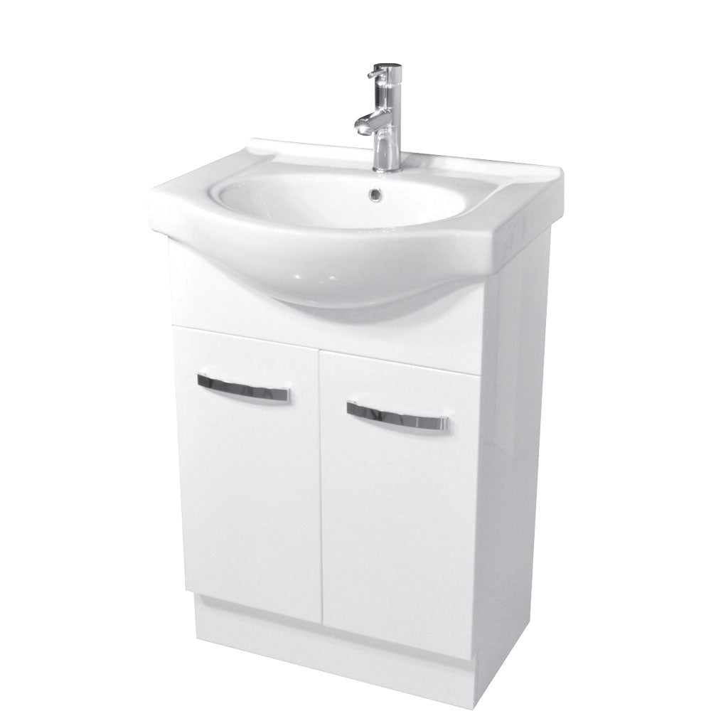 Fienza Antonio On Kickboard Cabinet Only 600mm Solid Doors Gloss White 60EKW-CAB
