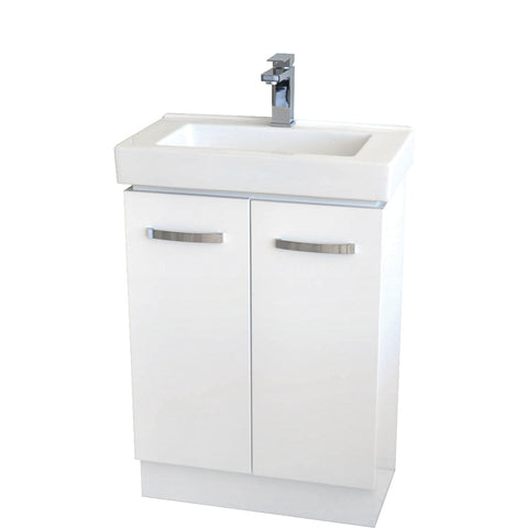 Fienza Regent Slim On Kickboard Cabinet Only 600mm Solid Doors Gloss White 60VKW-CABONLY