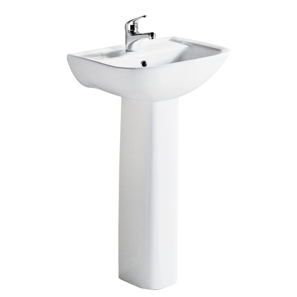 Fienza Lara Pedestal Basin (1 Taphole) 520mm Gloss White 610131W