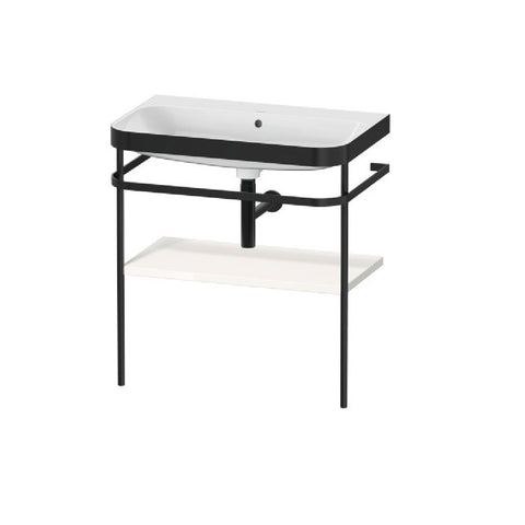 Duravit Happy D.2 Plus Furniture C-Bonded washbasin 775 x 490mm (No Taphole) w/ Metal console Floor Standing w/ White Shelf HP4737N2222