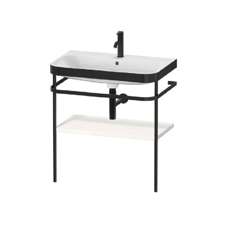 Duravit Happy D.2 Plus Furniture C-Bonded washbasin 775 x 490mm (1 Taphole)w/ Metal console Floor Standing w/ White Shelf HP4737O2222