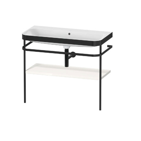 Duravit Happy D.2 Plus Furniture C-Bonded washbasin 975 x 490mm (No Taphole) w/ Metal console Floor Standing w/ White Shelf HP4738N2222