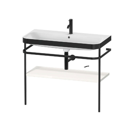 Duravit Happy D.2 Plus Furniture C-Bonded washbasin 975 x 490mm (1 Taphole) w/ Metal console Floor Standing w/ White Shelf HP4738O2222