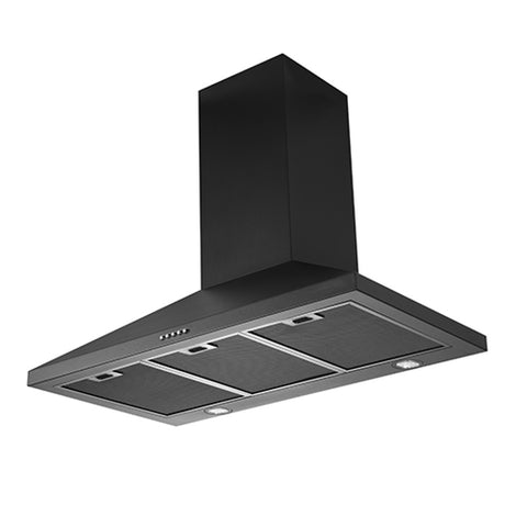 Schweigen Non Silent Wall Mount Rangehood 900mm InBuilt Motor 1080m3/hr Matte Black TRI-900B