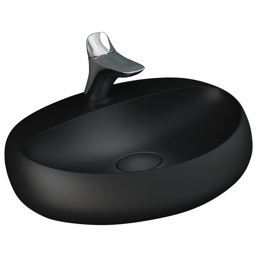 Fienza Rak Cloud Wall Hung Basin (1 Taphole) 650mm (No Overflow) Matte Black 6501504A