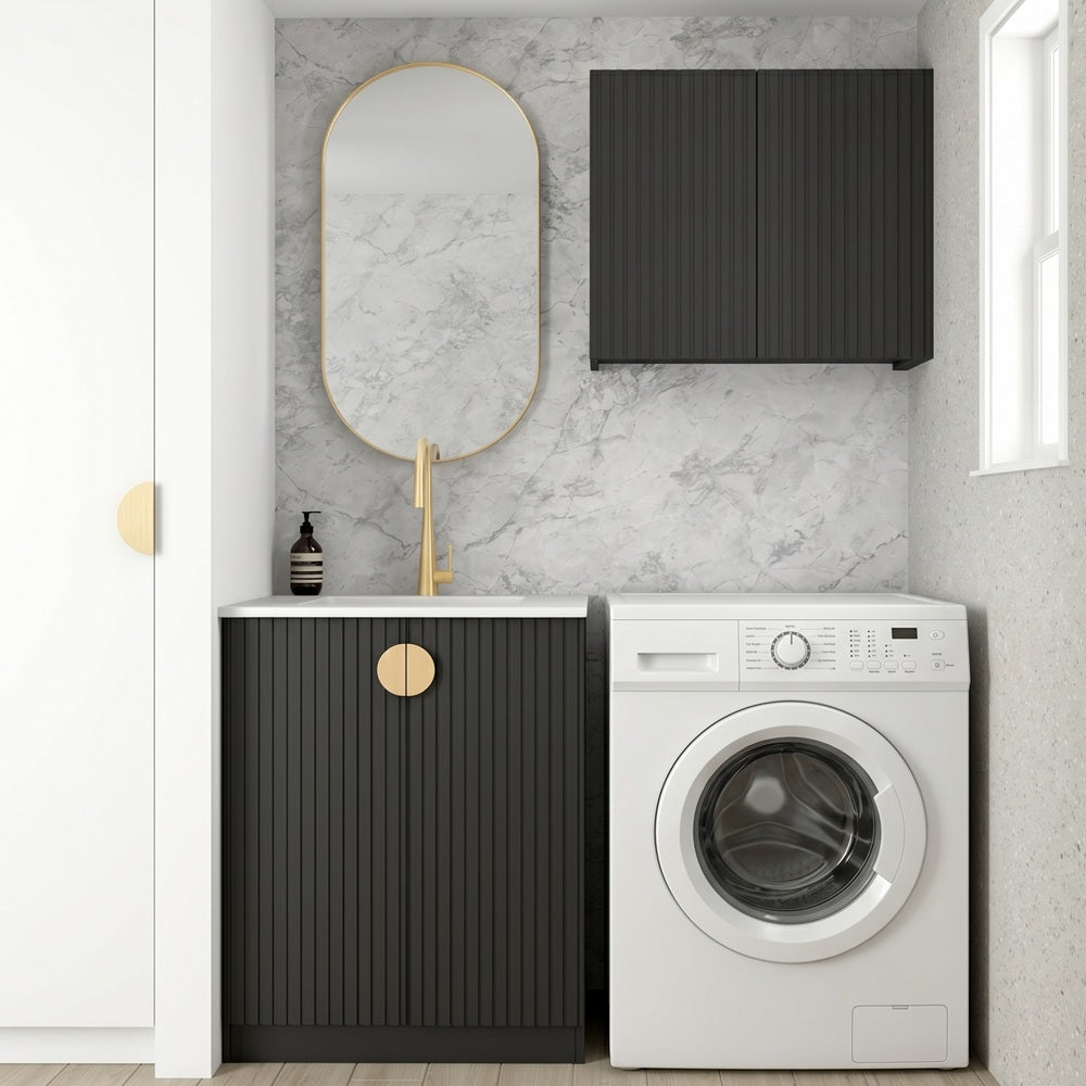 Otti Marlo Mini Laundry Kit 650mm Black / Natural Carrara Marble Top LA-650A-MA-NCA