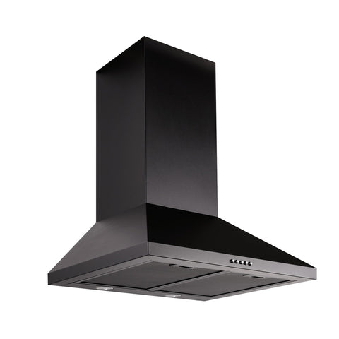 Schweigen Wallmount Rangehood 90cm (Non Silent) Inbuilt Motor 1080m3/hr Black TRI-600B