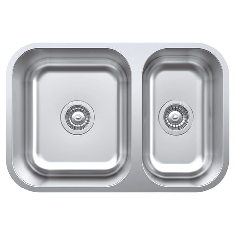 Fienza Tiva Kitchen Sink Double Bowl Top/Undermount (No taphole) 670x450mm Stainless Steel 68110