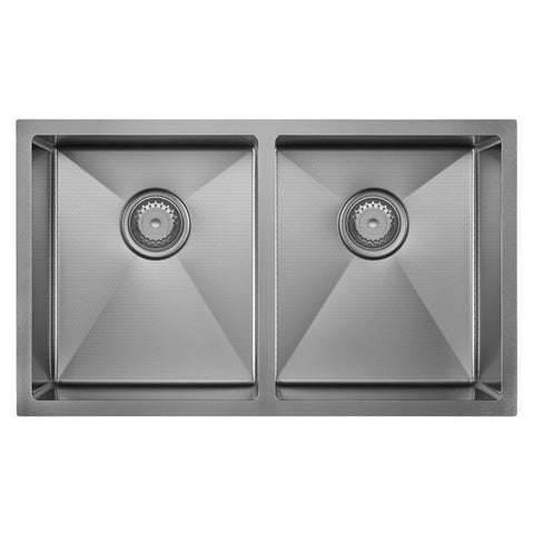 Fienza Hana Double Bowl Sink Topmount Anti Scratch 760x450x200mm Gunmetal 68403ASGM