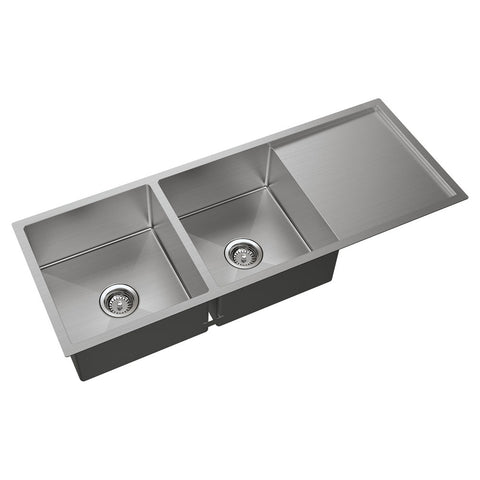 Fienza Hana Kitchen Sink Double Bowl with Drainer 29L/29L Stainless Steel 68408