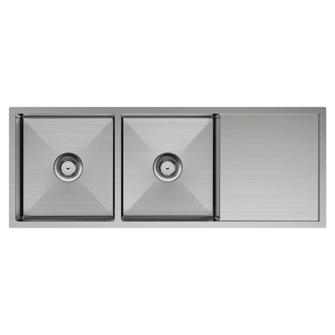 Fienza Hana Kitchen Sink Double Bowl with Drainer 29L/29L Stainless Steel 68408