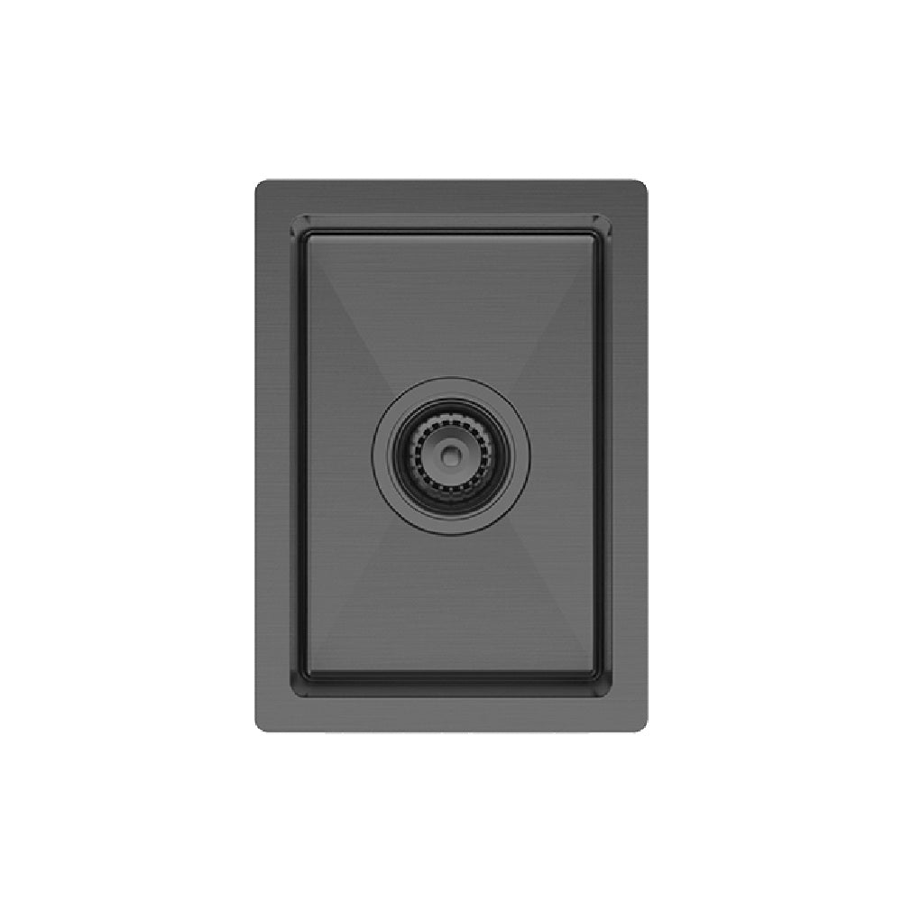 Fienza Hana Top/Undermount Sink 382x272x150mm w/ Sink Protector Carbon Metal 68409CM
