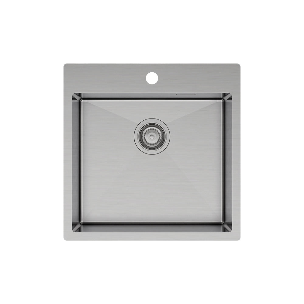Fienza Hana Laundry Sink 42L Top Mount 510mm (1 Taphole) w/ Overflow Stainless Steel 68502-OF
