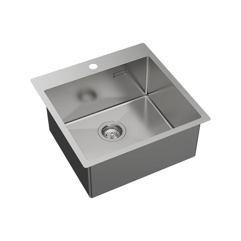 Fienza Hana Laundry Sink 42L Top Mount 510mm (1 Taphole) w/ Overflow Stainless Steel 68502-OF