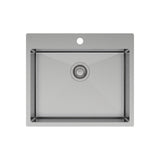 Fienza Hana Laundry Sink 50L Top Mount 590mm (1 Taphole) w/ Overflow Stainless Steel 68503-OF