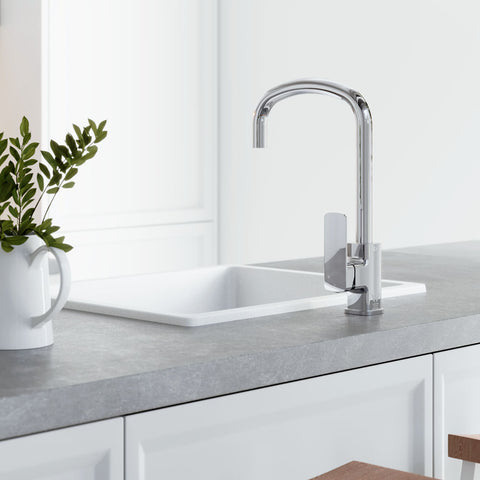 Fienza Kuro Granite Sink Single Bowl Top/Undermount 550x450x190mm Matte White 68602W