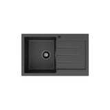Fienza Kuro Top Mount Sink 800x500x200mm (1 Taphole) w/ Drainer w/ Waste Left Drawers Stainless Steel 68604L-1