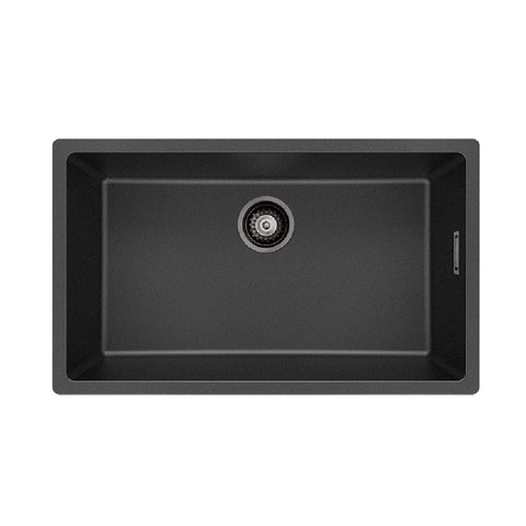 Fienza Kuro Granite Sink Single Bowl Top/Undermount (Incl. Waste) 750x450x190mm Matte Black 68605