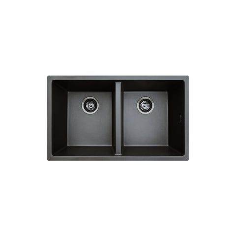 Fienza Kuro Granite Double Bowl Sink 762x457x220mm Topmount/Undermount w/ Waste 68613