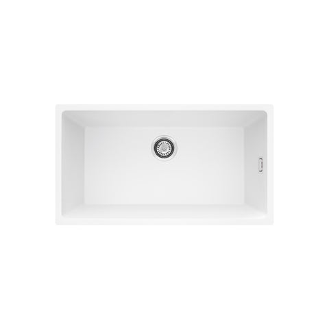Fienza Kuro Granite Single Bowl Sink 783x433x220mm Topmount/Undermount w/ Waste White 68615W