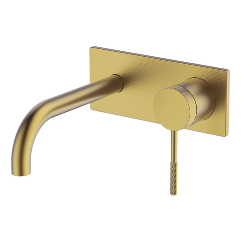 Abey Poco Knurled Wall Bath/Basin Set 165mm Brushed Brass 6B-WS165-KBB