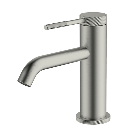 Abey Poco Knurled Basin Mixer Brushed Nickel 6B1-KBN