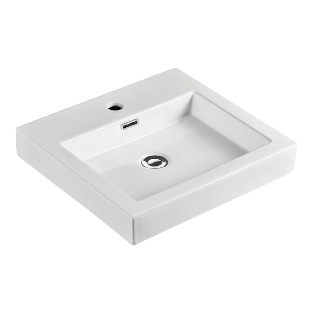 Fienza Como Above Counter Basin 485mm w/ Pop Up Waste Gloss White 7078W-PO