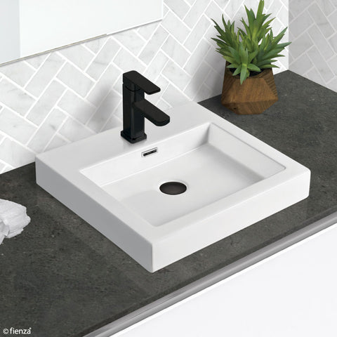 Fienza Como Above Counter Basin 485mm w/ Pop Up Waste Gloss White 7078W-PO