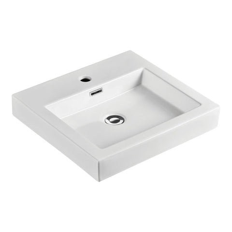 Fienza Como Above Counter Basin 485mm w/ Pop Up Waste Gloss White 7078W-PO