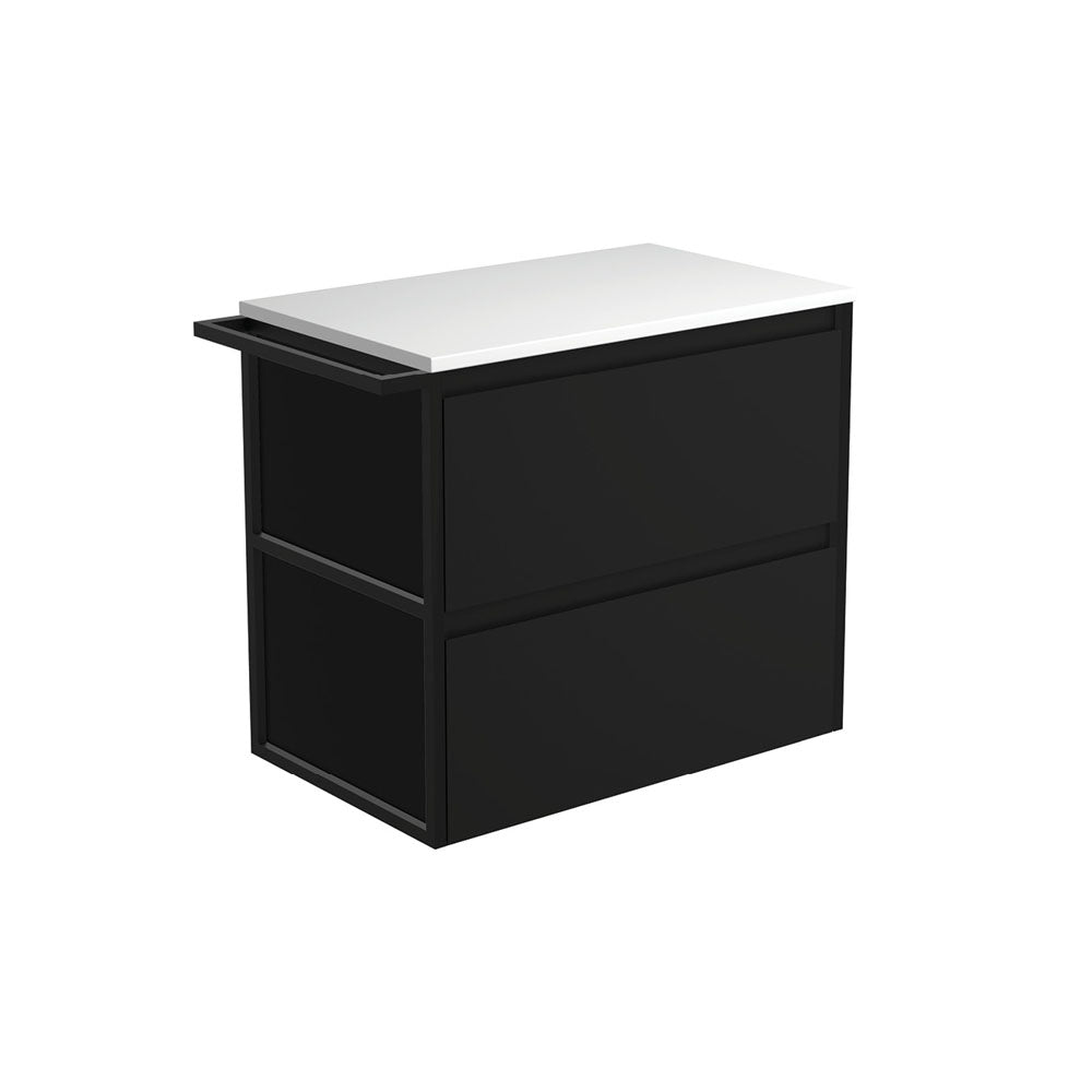 Fienza Amato Wall Hung Vanity 750mm Satin Black 75BBFT