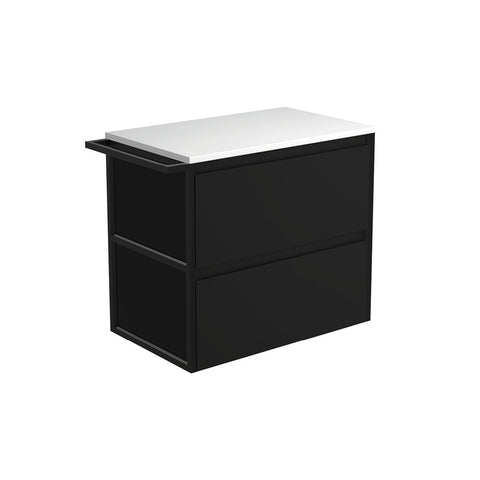 Fienza Amato Wall Hung Vanity 750mm Satin Black 75BBFT