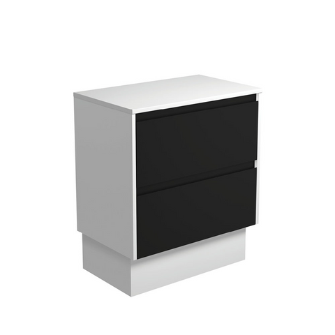 Fienza Amato 750 On Kickboard Cabinet Only 745x460x850mm (Satin White Panels) Satin Black (Cabinet Only) 75BBWK