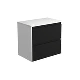 Fienza Amato Wall Hung Vanity 750mm Satin Black w/ Satin White Panels 75BBW