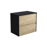 Fienza Amato Wall Hung Vanity 750mm Scandi Oak w/ Satin Black Panels 75BSB