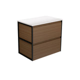 Fienza Amato Wall Hung Vanity 750mm Walnut w/ Matte Black Frames 75BWAF