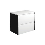 Fienza Amato Wall Hung Vanity 750mm Satin White w/ Satin Black Panels 75BWB