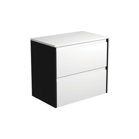 Fienza Amato Wall Hung Vanity 750mm Satin White w/ Satin Black Panels 75BWB