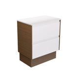 Fienza Amato On Kickboard Vanity 750mm Satin White w/ Walnut Panels 75BWWAK