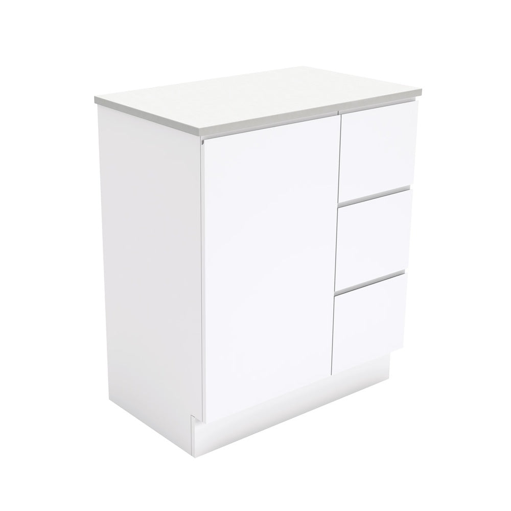 Fienza Fingerpull On Kickboard Cabinet Right Drawers 750mm Gloss White (Cabinet Only) 75CR
