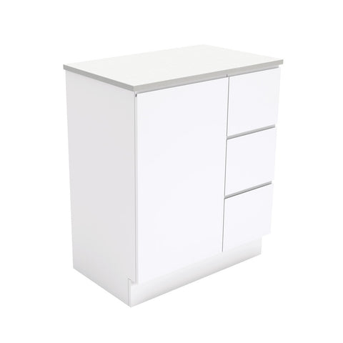 Fienza Fingerpull On Kickboard Cabinet Right Drawers 750mm Gloss White (Cabinet Only) 75CR