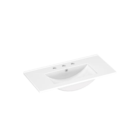 Fienza Delgado Vanity Bench Top 765x365mm (3 Taphole) Top Only Gloss White 75D-T-3