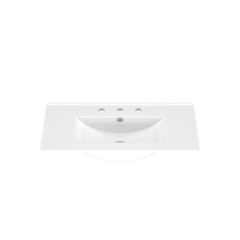 Fienza Delgado Vanity Bench Top 765x365mm (3 Taphole) Top Only Gloss White 75D-T-3