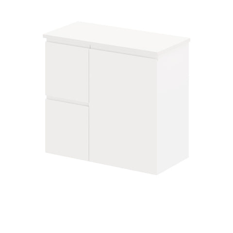 Fienza Siska Wall Hung Cabinet Left Drawers 750mm Satin White 75DFL-C
