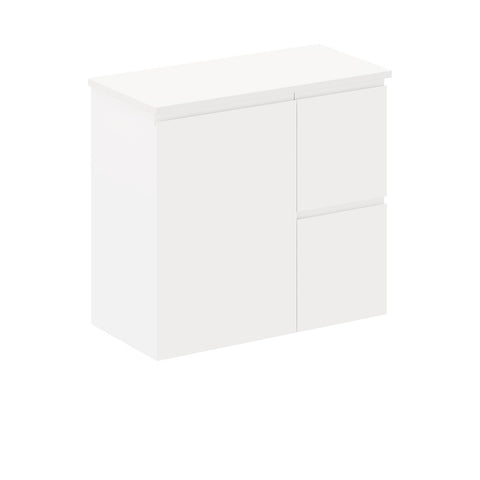 Fienza Siska Wall Hung Cabinet Right Drawers 750mm Satin White 75DFR-C