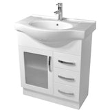 Fienza Antonio On Kickboard Cabinet 750mm Right Hand Glass Doors Gloss White 75EKGR