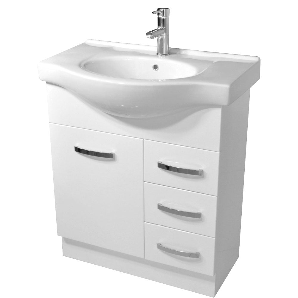 Fienza Antonio On Kickboard Cabinet Only 750mm Right Drawers White 75EKWR-CABONLY